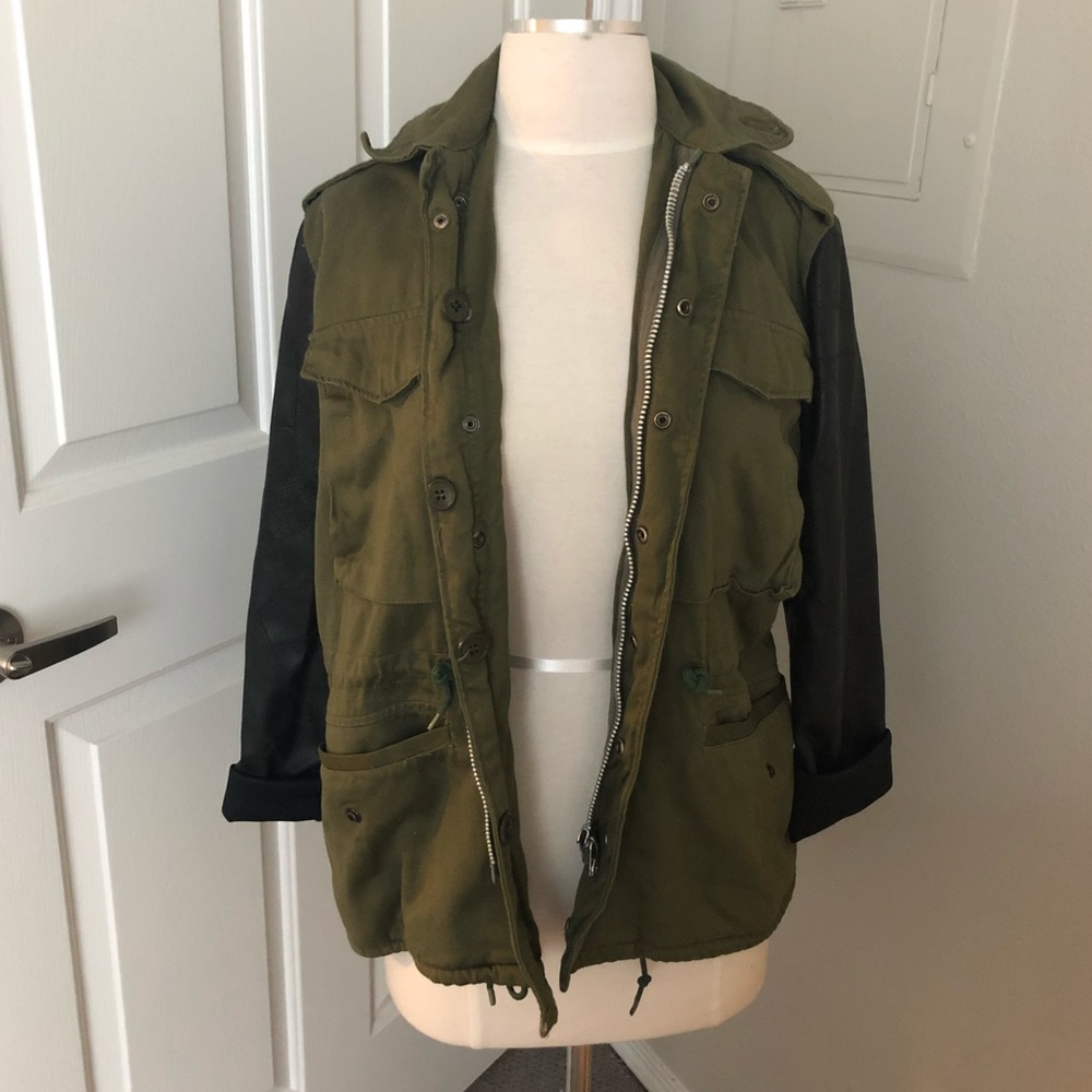 LF vintage army jacket with leather sleeves
